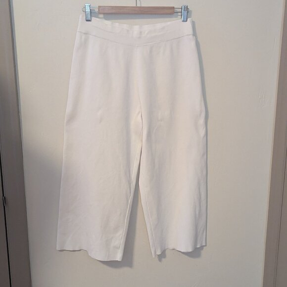 COS Wide Leg Crop Knit Pants Pull On Stretch Minimalist Culottes Preppy Ankle - Picture 2 of 7